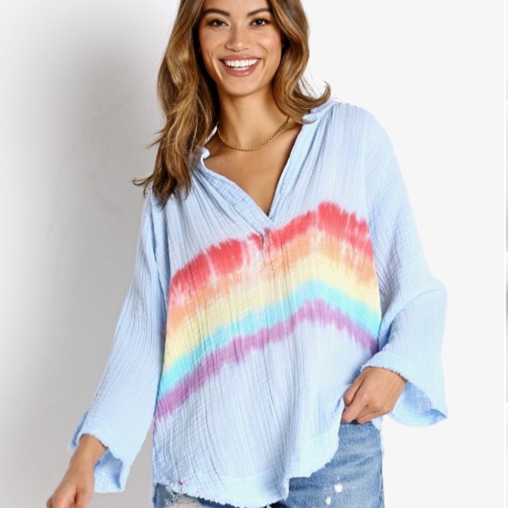 9seed Marrakesh Prism Tie Dye Gauze cover up top P/S